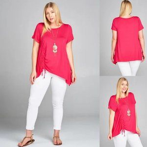 Emerald Plus size Short sleeve Side Rouching Top 1XL,2XL,3XL, made in USA, Pink